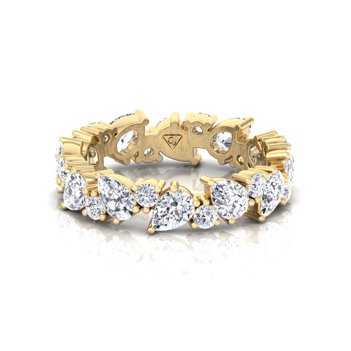 Pear & Round Shape Natural Diamond Cluster Eternity Band