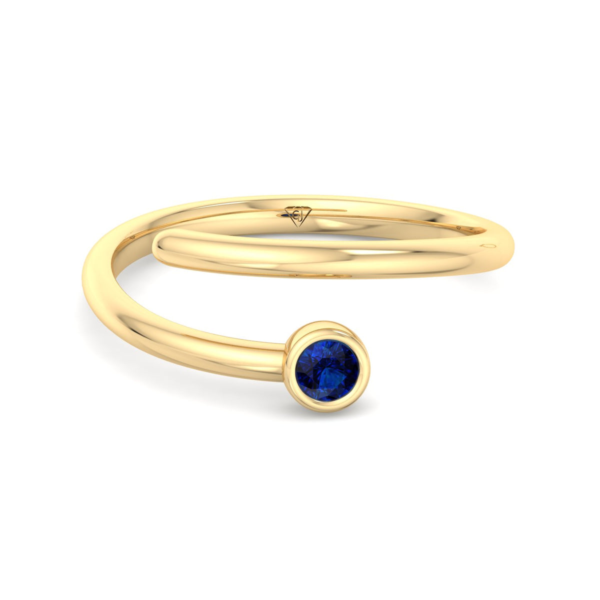 Bleu - Round Cut Blue Sapphire Bezel Set Stacking Ring - Gem Jewelers Co