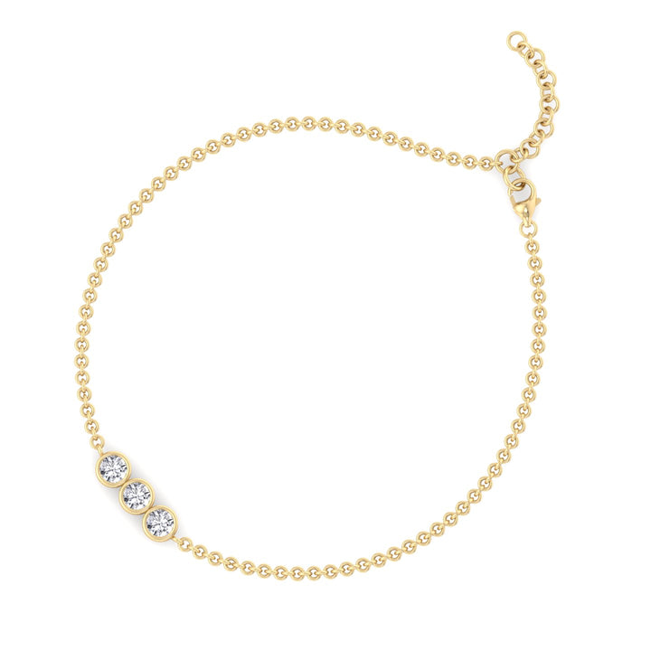 Palmira - Three Stone Bezel Set Natural Diamond Rolo Chain Bracelet - Gem Jewelers Co
