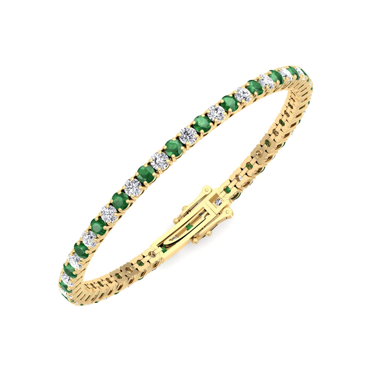 Estelle - Natural Diamond & Emerald Tennis Bracelet - Gem Jewelers Co