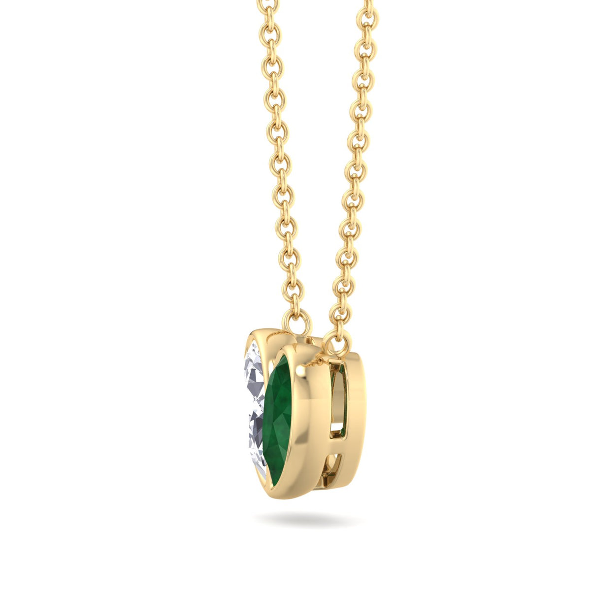 Patriz - Pear Shape Green Emerald and Natural Diamond Pendant Necklace - Gem Jewelers Co