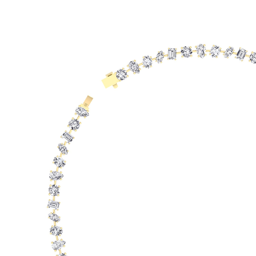 Multi Shape Natural Diamond Tennis Necklace in Prong Setting