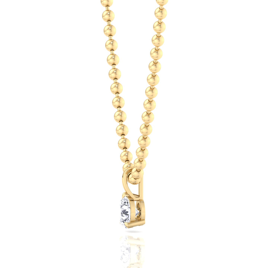 Natural Diamond Beaded Necklace with Round Pendant-14K-Yellow Gold