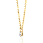 Natural Diamond Beaded Necklace with Round Pendant-14K-Yellow Gold