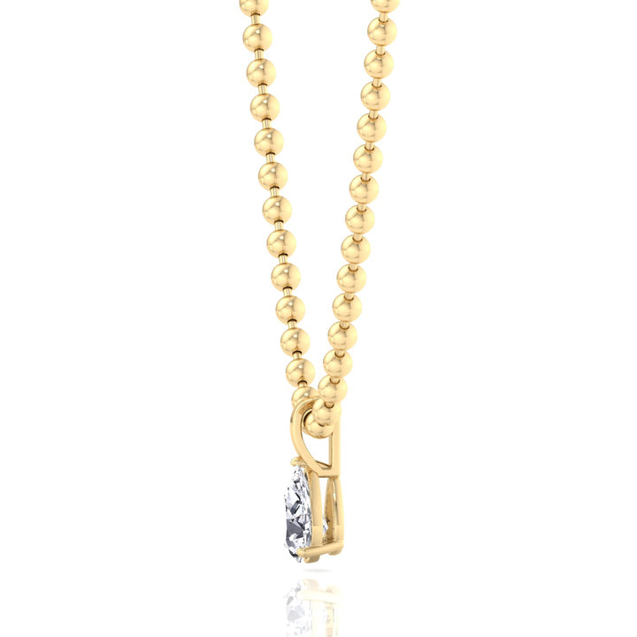 Natural Diamond Beaded Necklace with Pear Pendant