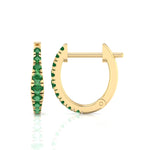 Natural Green Emerald Graduated Round Shape Huggie Hoop Earrings  YG 3