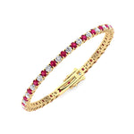 Sophie - Natural Diamond & Ruby Tennis Bracelet - Gem Jewelers Co