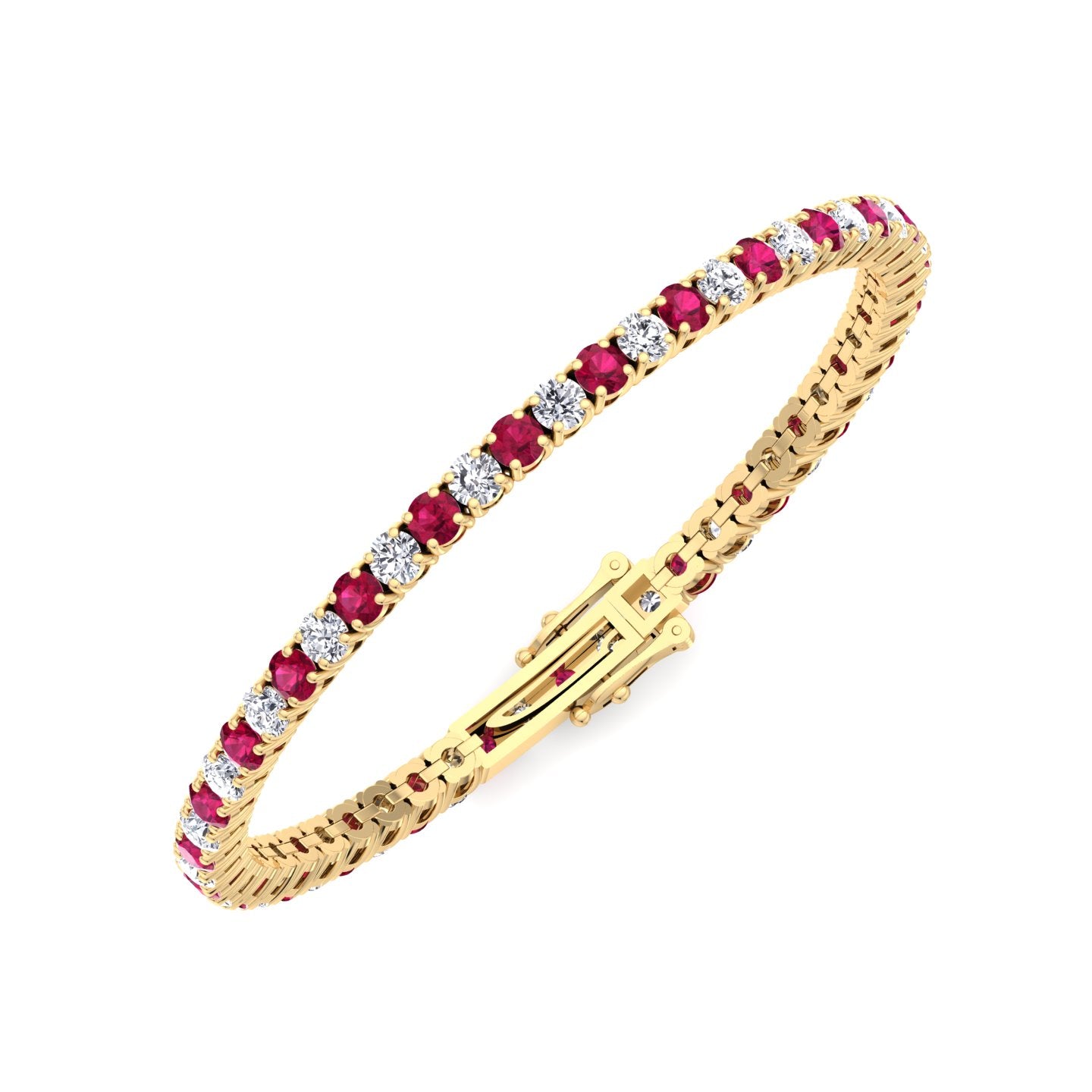 Sophie - Natural Diamond & Ruby Tennis Bracelet - Gem Jewelers Co