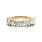 Heart Shape Half Way Natural Diamond Eternity Band Yellow Gold 18K