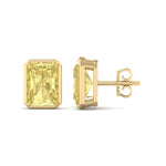 Natural Fancy Yellow Radiant Cut Diamond Studs Yellow Gold 14K