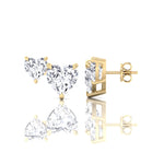 Double Heart Natural Diamond Studs-Yellow Gold-18K