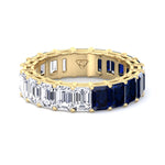 Gala - Emerald Shape Diamond and Blue Sapphire Eternity Band - Gem Jewelers Co