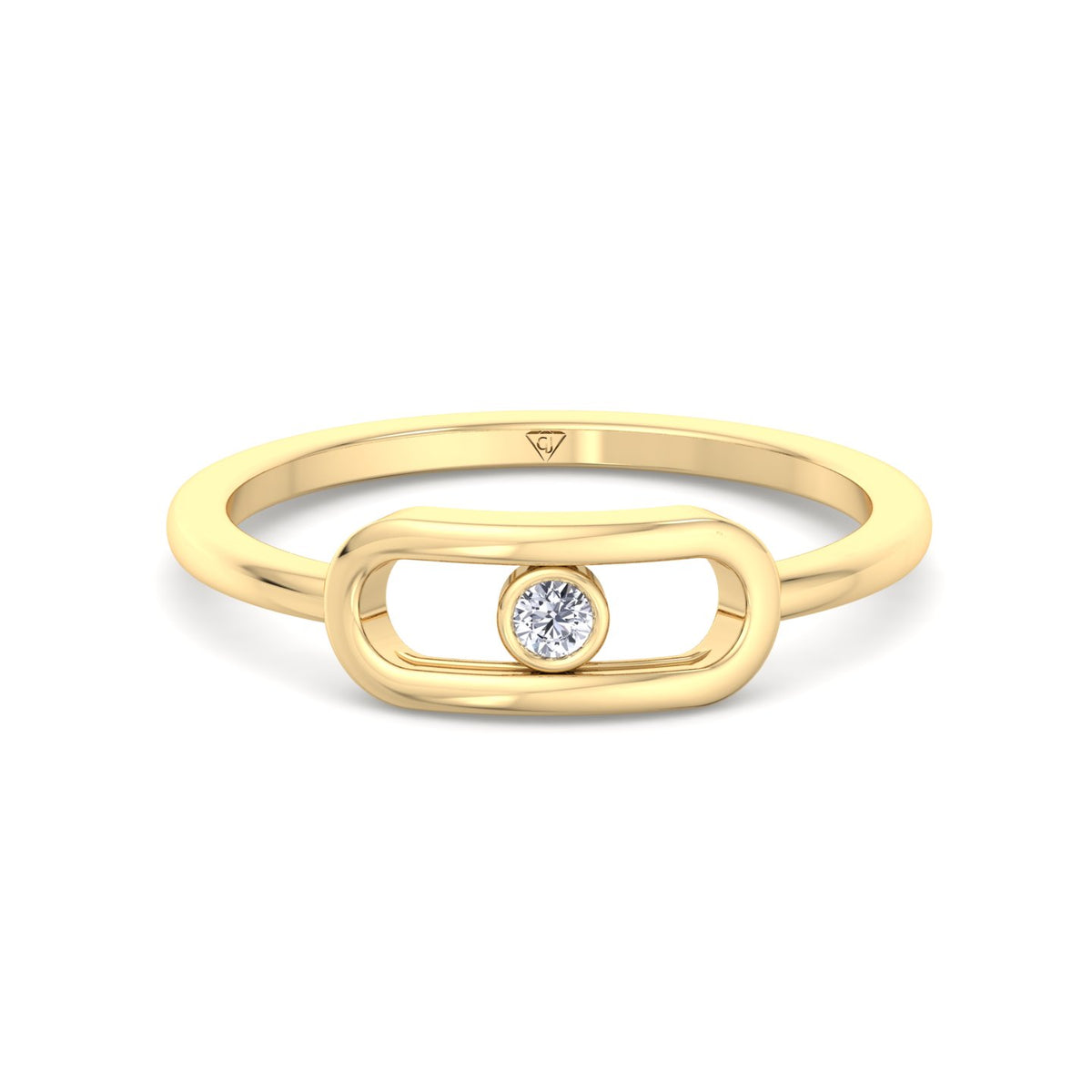 Bria - Fashion Diamond Gold Ring with Single Bezel Stone - Gem Jewelers Co