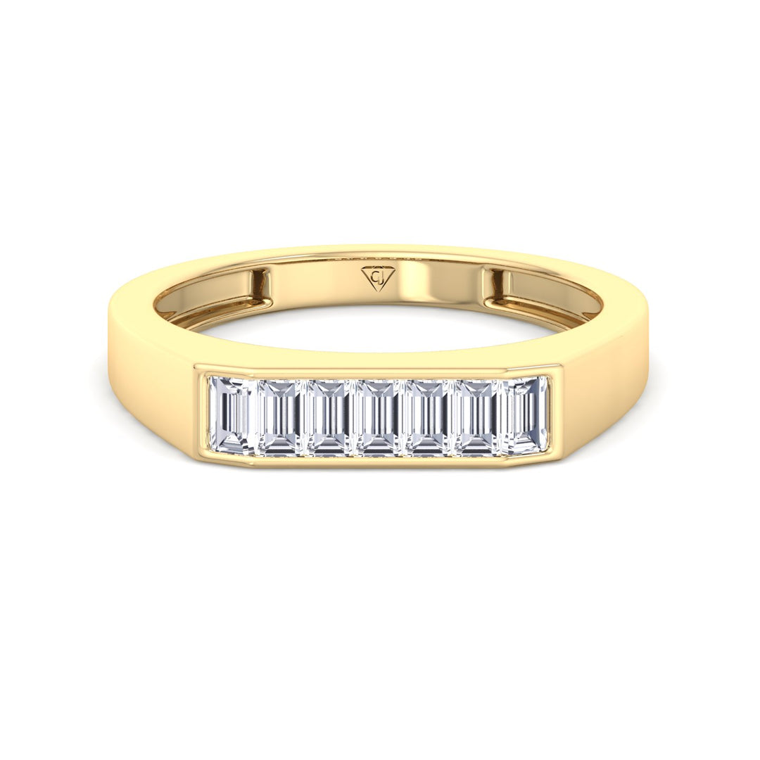Baguette Shape Channel Setting Natural Diamond Wedding Band Yellow Gold 14K