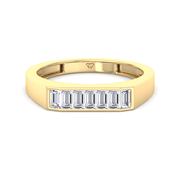 Baguette Shape Channel Setting Natural Diamond Wedding Band Yellow Gold 14K
