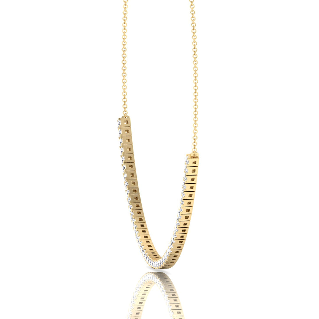 Halfway 4-Prong Natural Diamond Tennis Necklace Yellow Gold