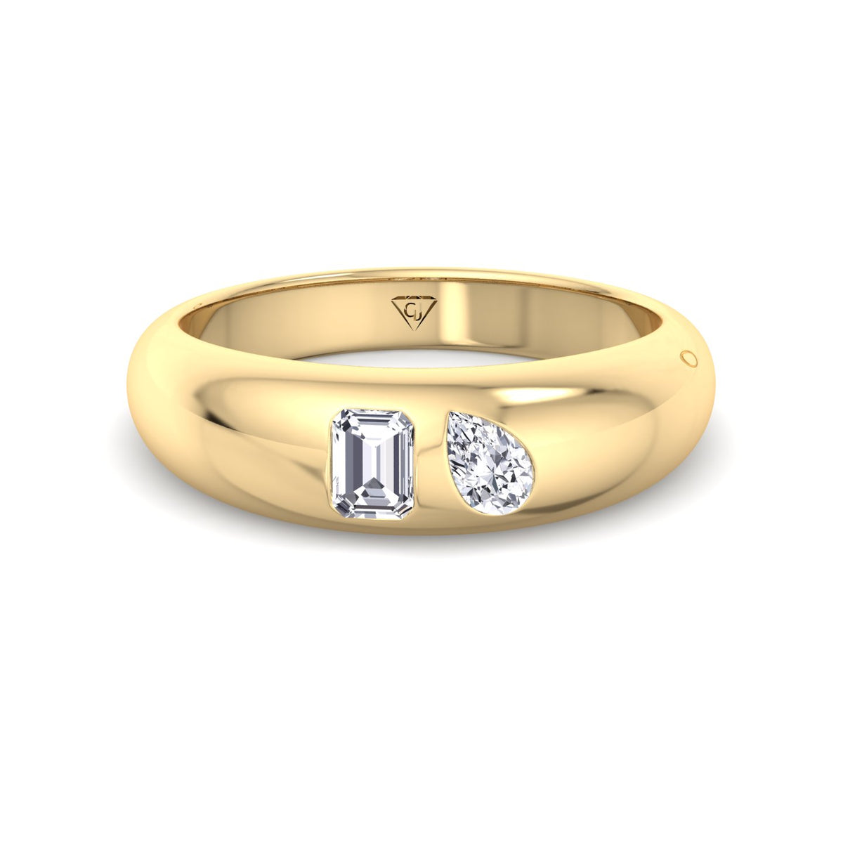 Verdiana - Toi et Moi Domed Bezel Set Diamond Ring - Gem Jewelers Co