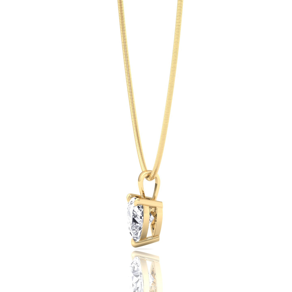 Heart Shape Natural Diamond Necklace Pendant on Luxe Omega Chain - 14K- Yellow Gold- 1CT