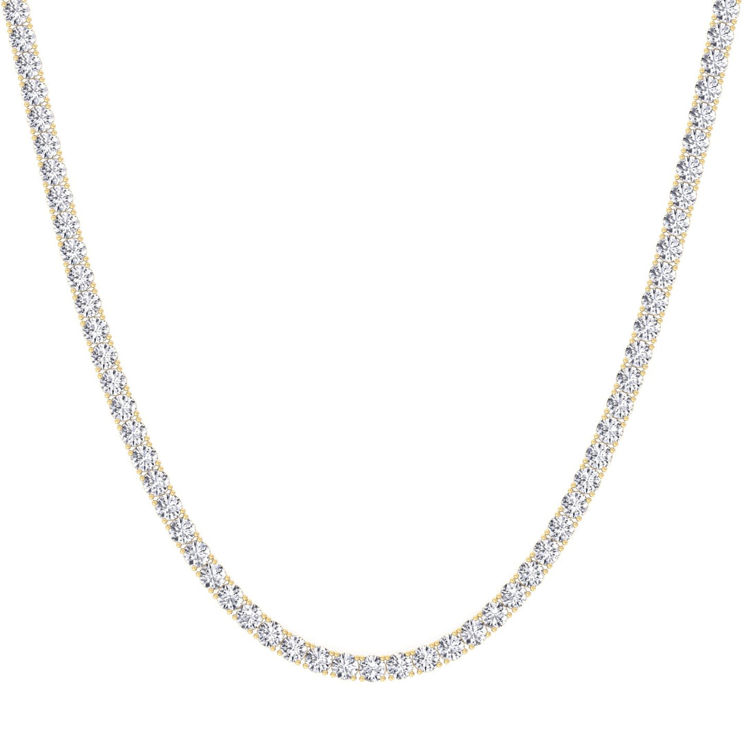 Non-Flip 4-Prong Natural Diamond Tennis Necklace - 14K Solid Gold