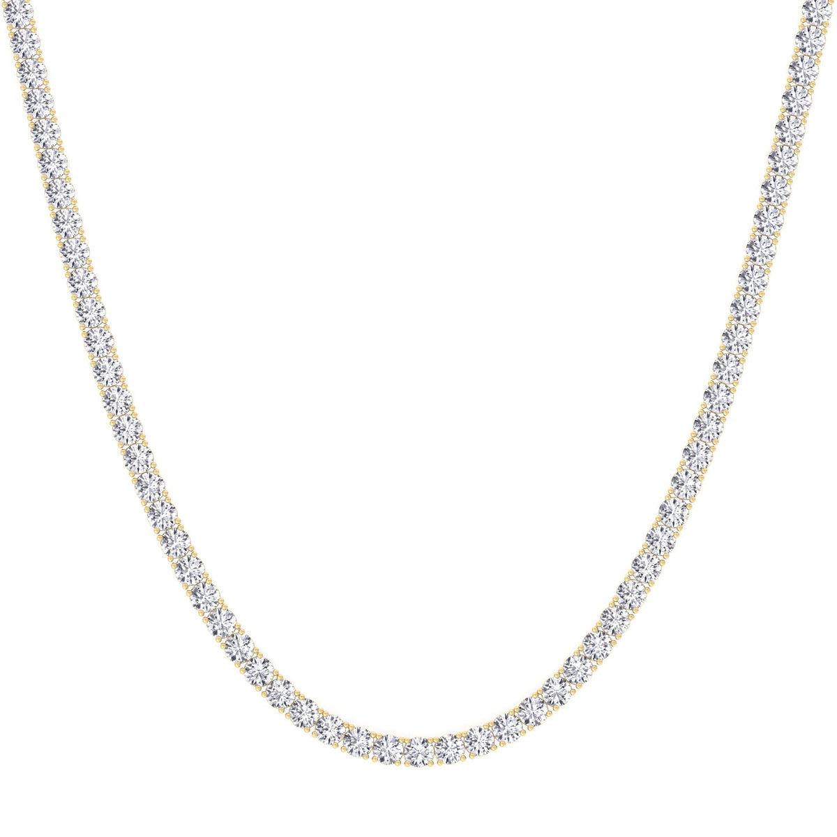 4 Prong Natural Diamond Tennis Necklace 14K Yellow Gold
