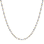 4 Prong Natural Diamond Tennis Necklace 14K Yellow Gold