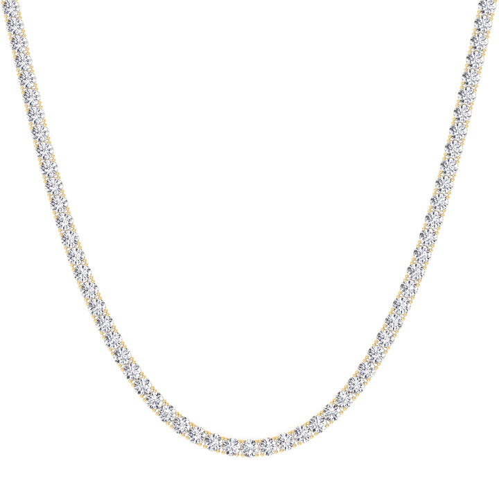 Non-Flip 4-Prong Natural Diamond Tennis Necklace - 14K Solid Gold