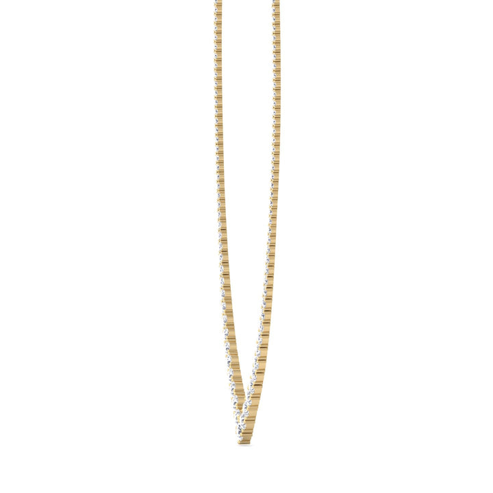 Natural Diamond V Style Chevron Tennis Necklace 14K Solid Gold