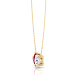 Toi Et Moi-Natural Ruby Heart and Round Diamond-Pendant -2CT-4CT-14K-18K-Yellow Gold