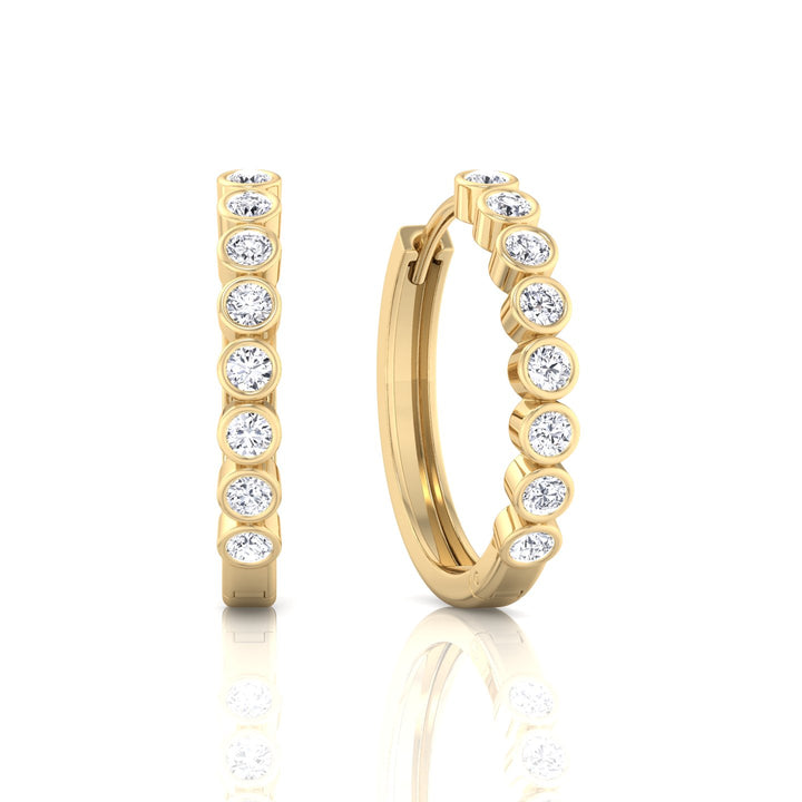 YG Round Shape Natural Diamond Hoop Earrings