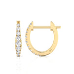 Graduated Round Shape Natural Diamond Huggie Hoop Earrings Yellow Gold 18K