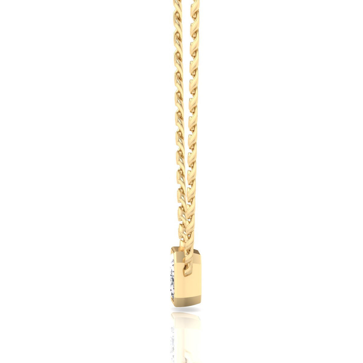Bezel Set Emerald Cut Natural Diamond Cuban Chain Necklace Yellow Gold