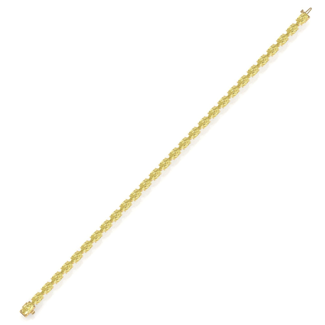 10CT East to West Oval Shape Natural Fancy Yellow Diamond Tennis Bracelet