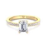 Ferizia - Emerald Shape Diamond Engagement Ring with Channel Set Band - Gem Jewelers Co