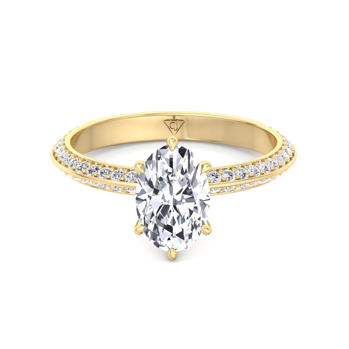 Violeza - Oval Shape Diamond Engagement Ring with Duet Pave Band - Gem Jewelers Co