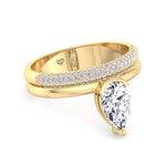 Zelie - Floating Pear Shape Diamond Double Band Engagement Ring - Gem Jewelers Co