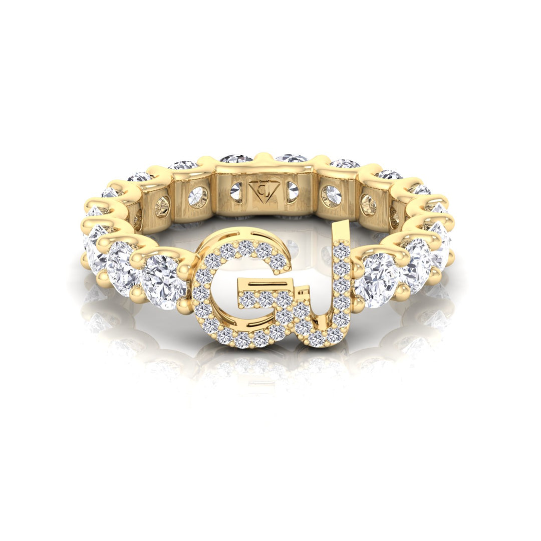 Custom Initial Round Shape Natural Diamond Eternity Band