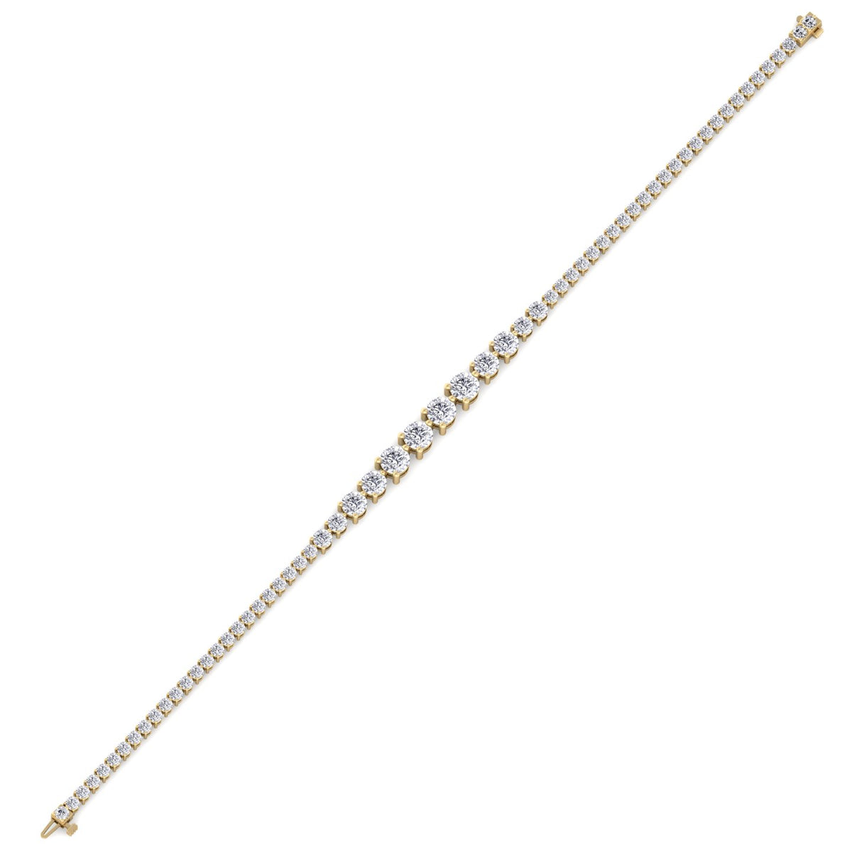 3-Prong Graduated Natural Diamond Tennis Bracelet Yellow