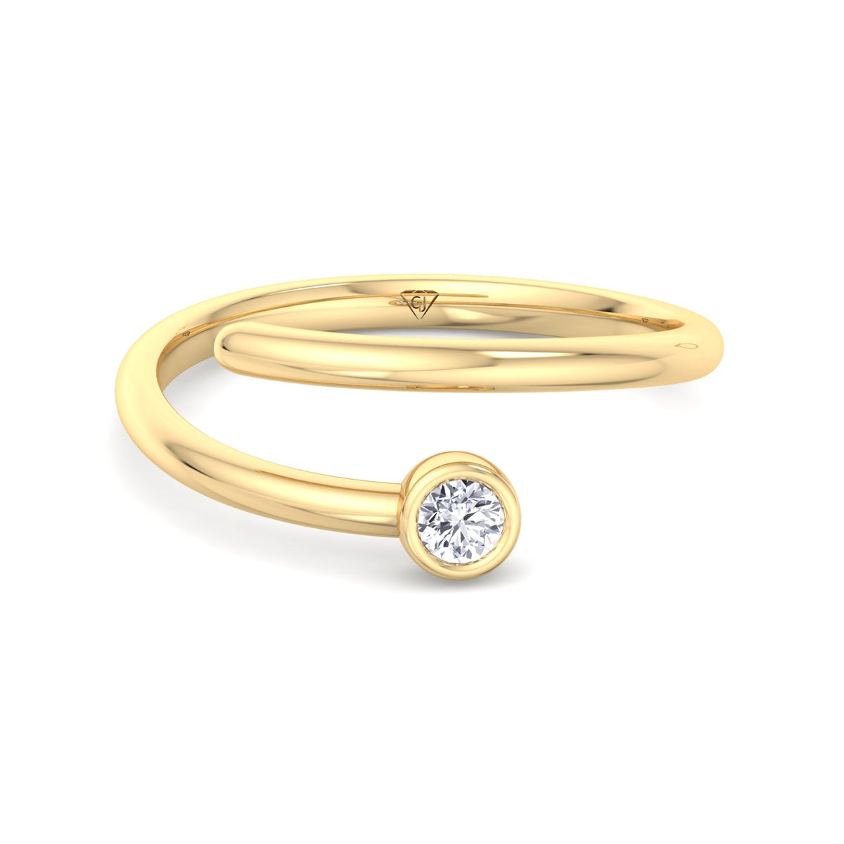 Sylvie - Round Cut Diamond Bezel Stacking Open Ring - Gem Jewelers Co