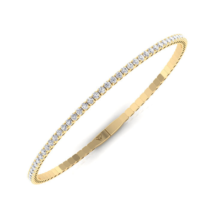 Flexible Round Natural Diamond Full Bangle in 14K Solid Gold