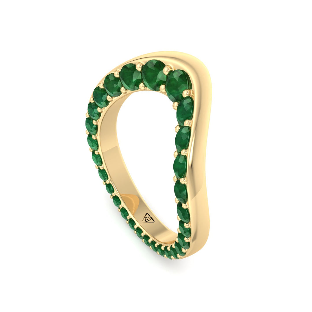 Natural Green Emerald Invisible Halo Eternity Band Yellow Gold 