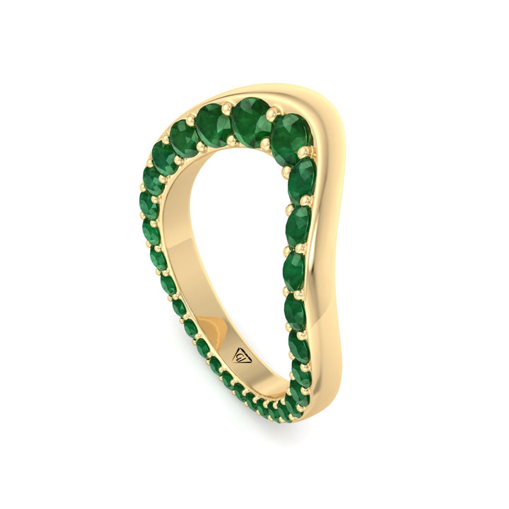 Natural Green Emerald Invisible Halo Eternity Band Yellow Gold 