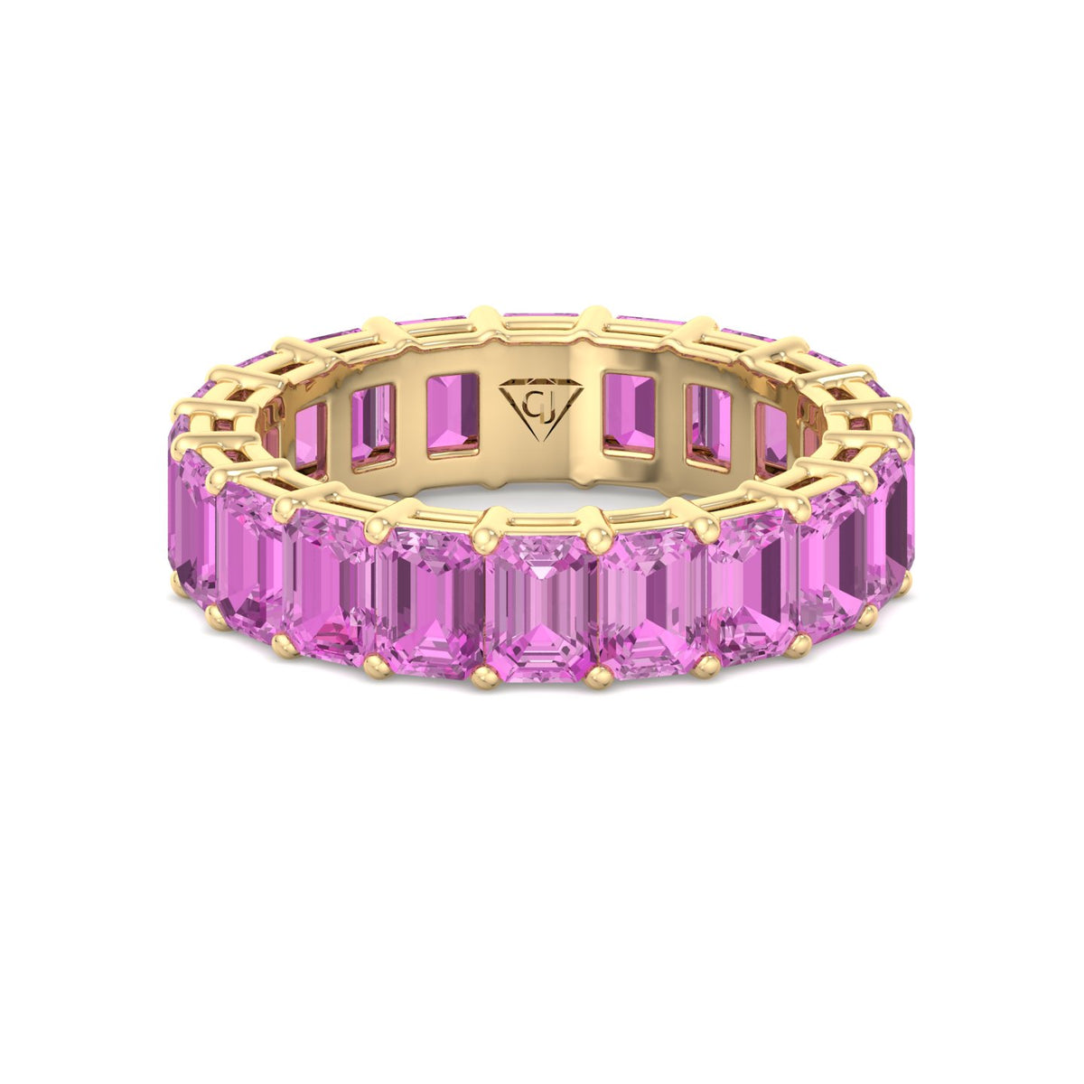 Mia - 5CT Pink Sapphire Eternity Band In Emerald Cut - Gem Jewelers Co