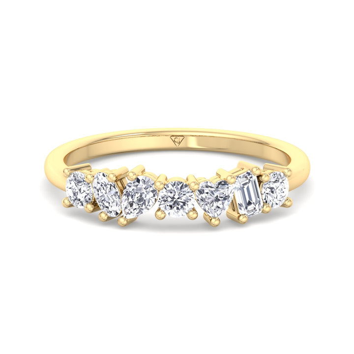 Multi Shape Half Way Natural Diamond Eternity Band Yellow Gold 14K