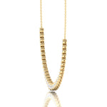 Halfway Graduated Bezel Set Natural Diamond Tennis Necklace Yellow Gold