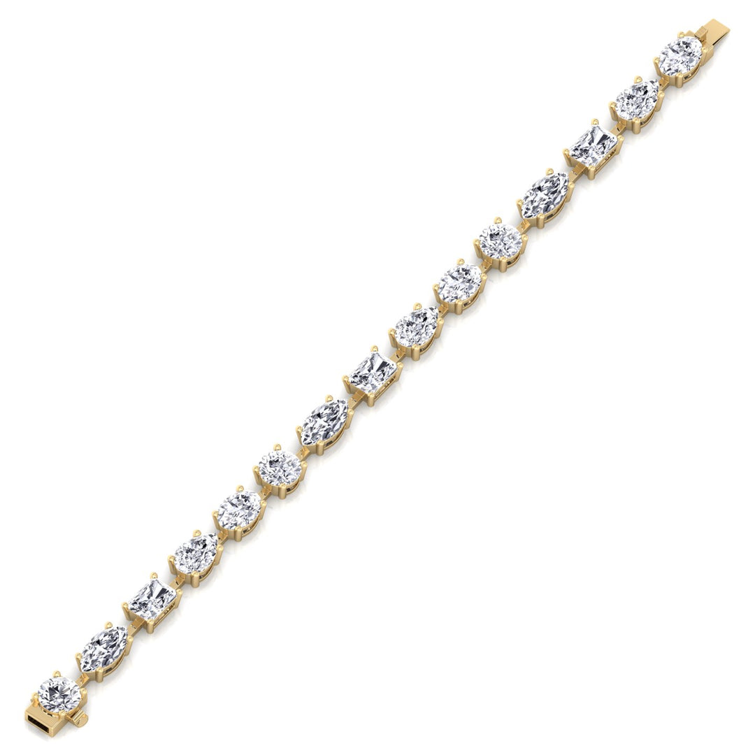 Mixed Shape Natural Diamond Tennis Bracelet Yellow Gold