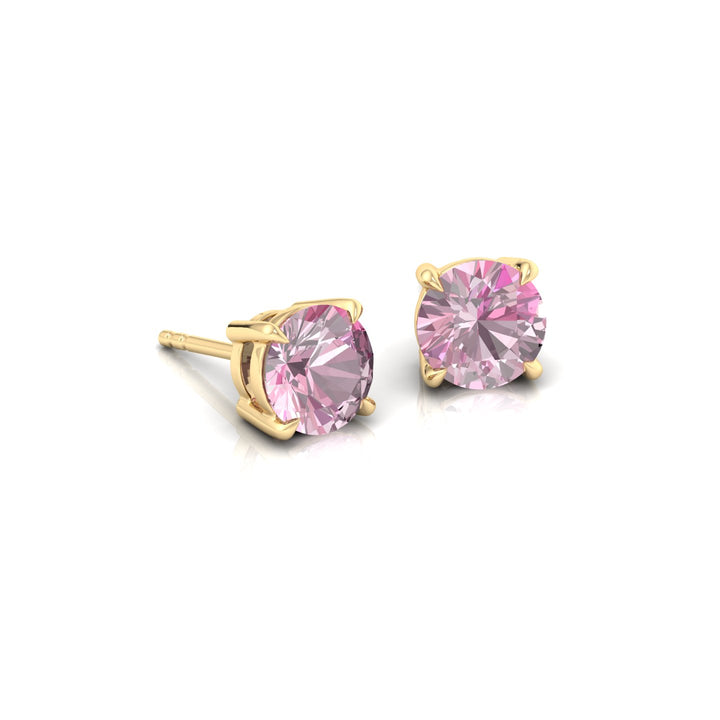 4 Prong Round Shape Natural Pink Sapphire Studs