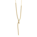 Crown Prong Knot Style Diamond Lariat Necklace Yellow Gold