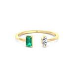 Zaria - Green Emerald & Marquise Shape Diamond Stackable Ring - Gem Jewelers Co