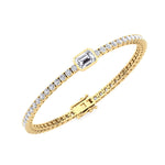 Athena - 7CT T.W Single Stone Emerald Shape Bezel Natural Diamond Tennis Bracelet - Gem Jewelers Co