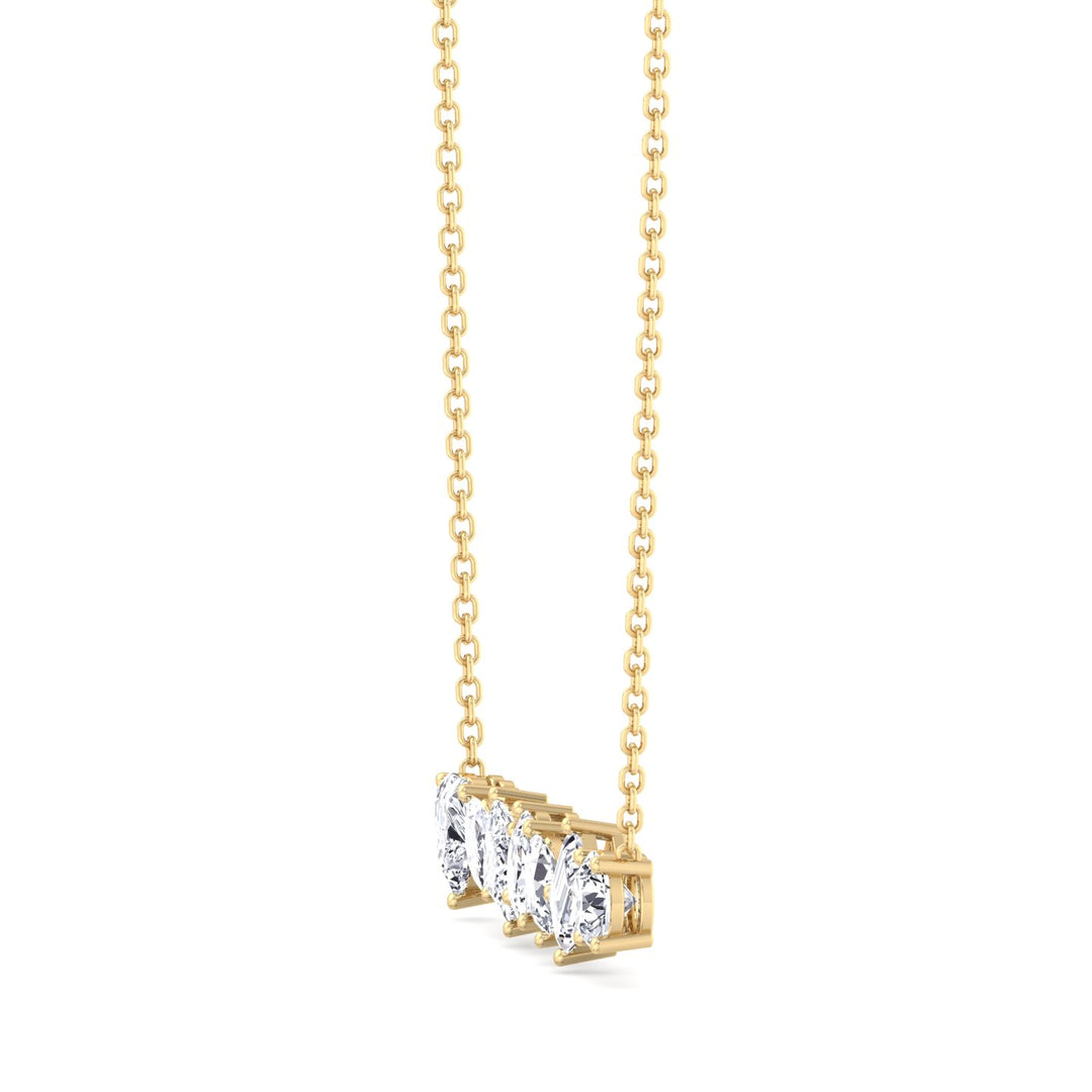 Multi Shape Natural Diamond Bar Pendant Yellow Gold 